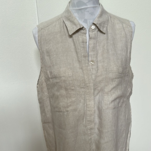 Chico’s Linen Side-Slit Neutral Tunic - Picture 2 of 8
